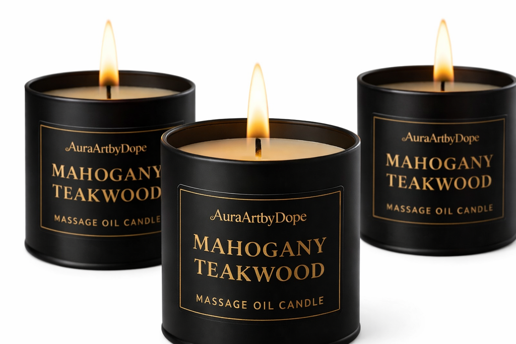 Mahogany Teakwood Massage Oil Candle
